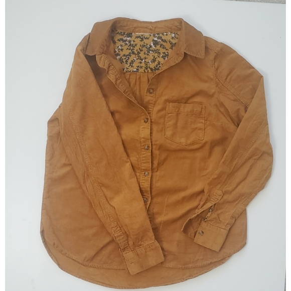 Golden yellow corduroy button down shirt - Picture 10 of 12